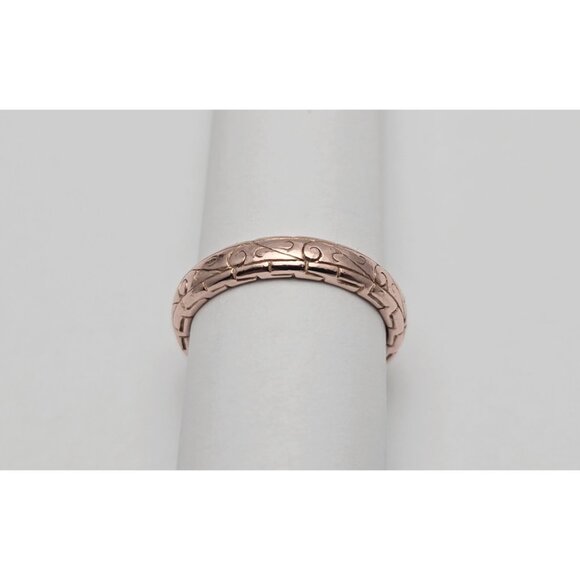 Beautiful 14K Karat Solid Rose Gold Designer Textured Wedding Ring Band - Size 8 - Picture 6 of 13